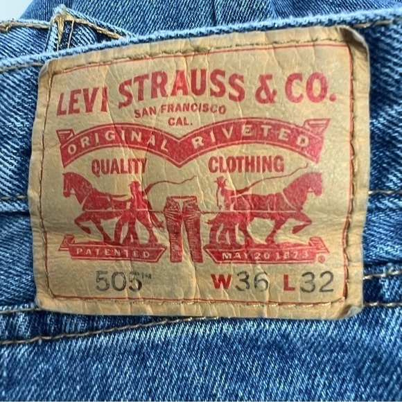 LEVI’S STRAUSS 505 Men’s Blue Jeans Sz W36”/L32” Pockets 100% Cotton - Picture 8 of 8